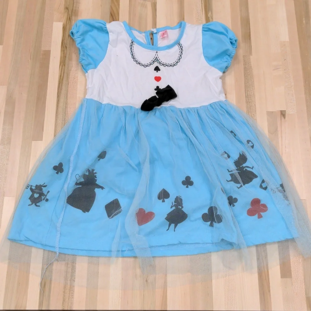 Disney Alice in Wonderland Costume Girls 4T Blue White Halloween Dress VGUC